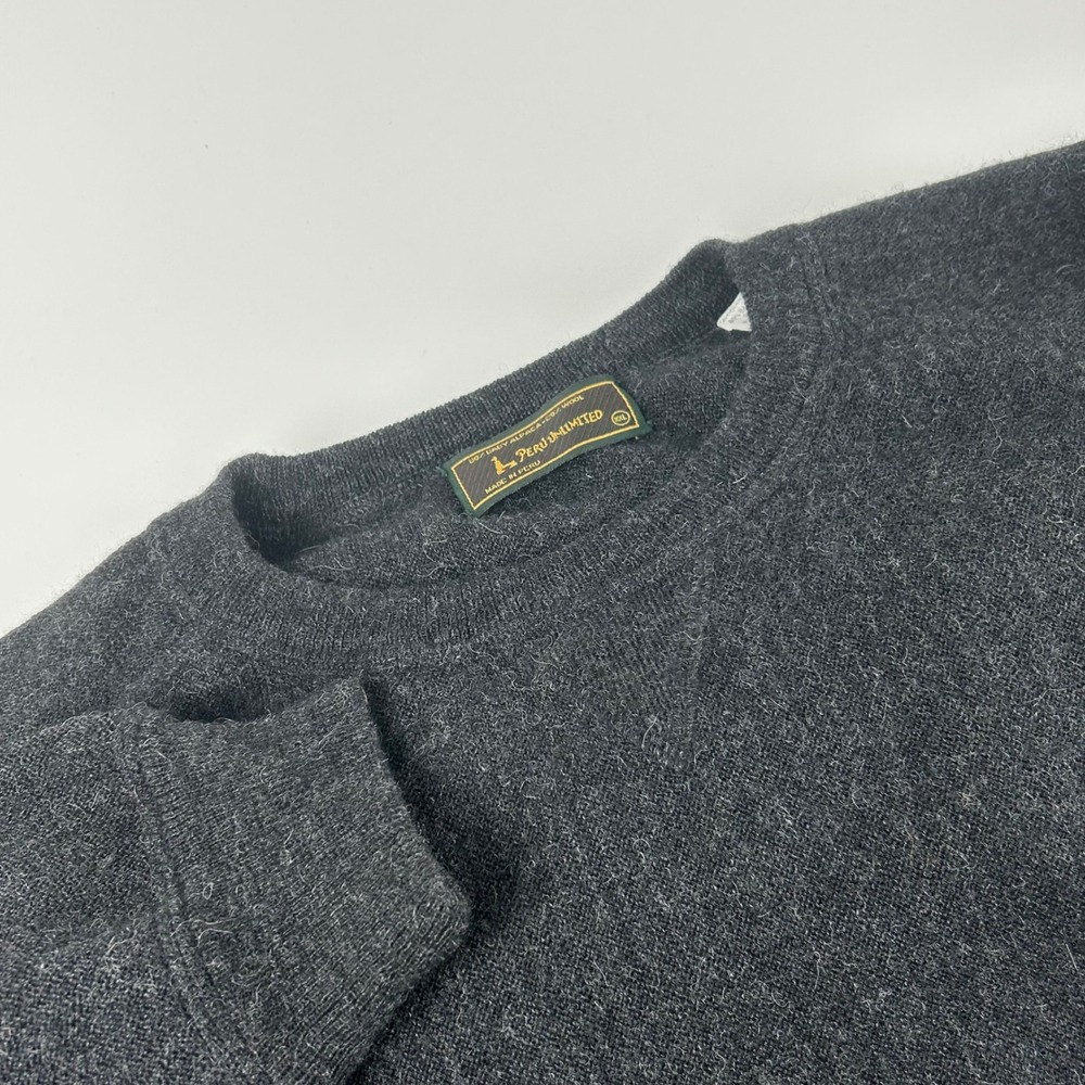 Peru Unlimited Mens XXL Baby Alpaca Wool Crewneck Sweater Charcoal Gray Knit Top - Picture 1 of 8
